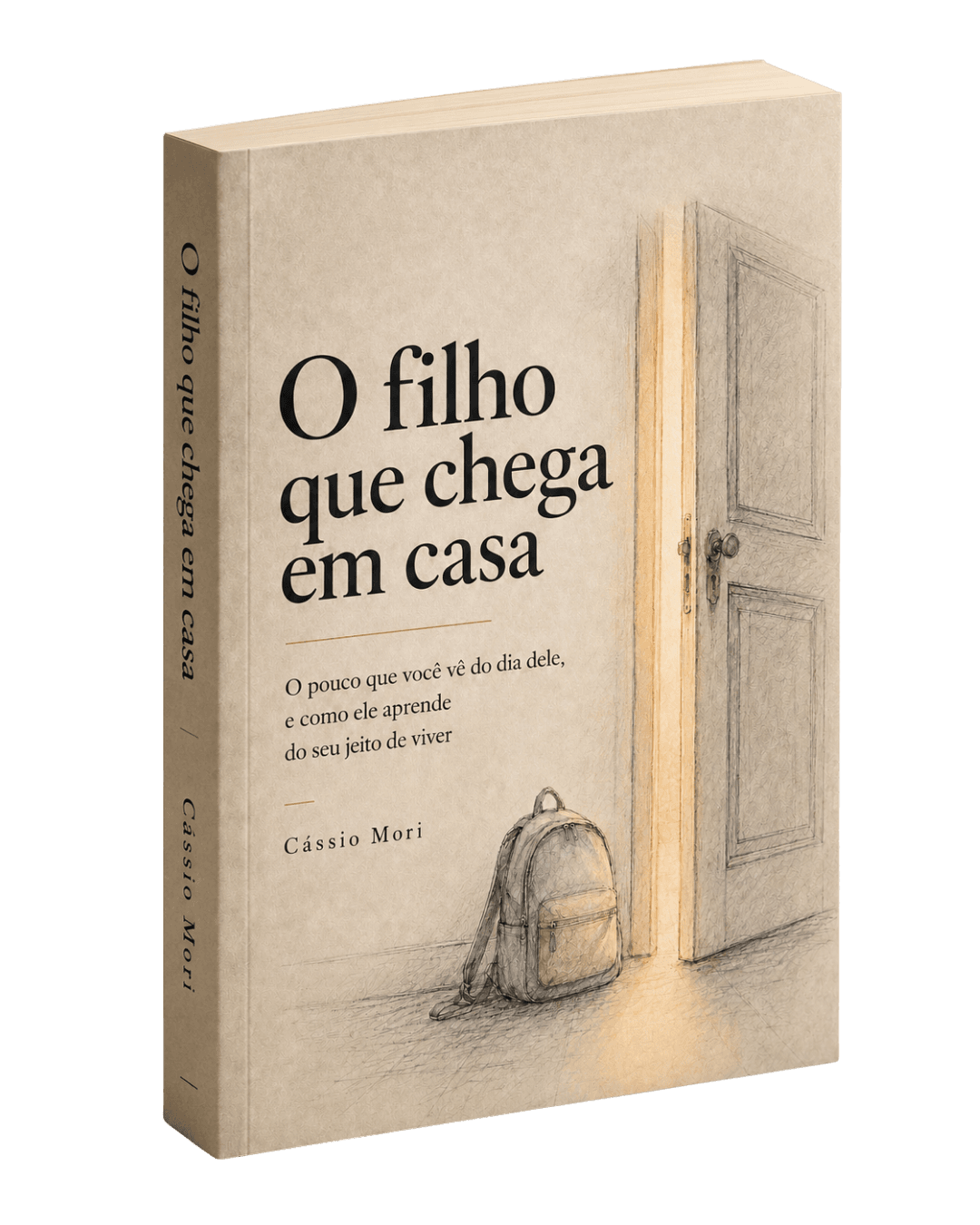 Mockup do livro O filho que chega em casa, de C&aacute;ssio Mori